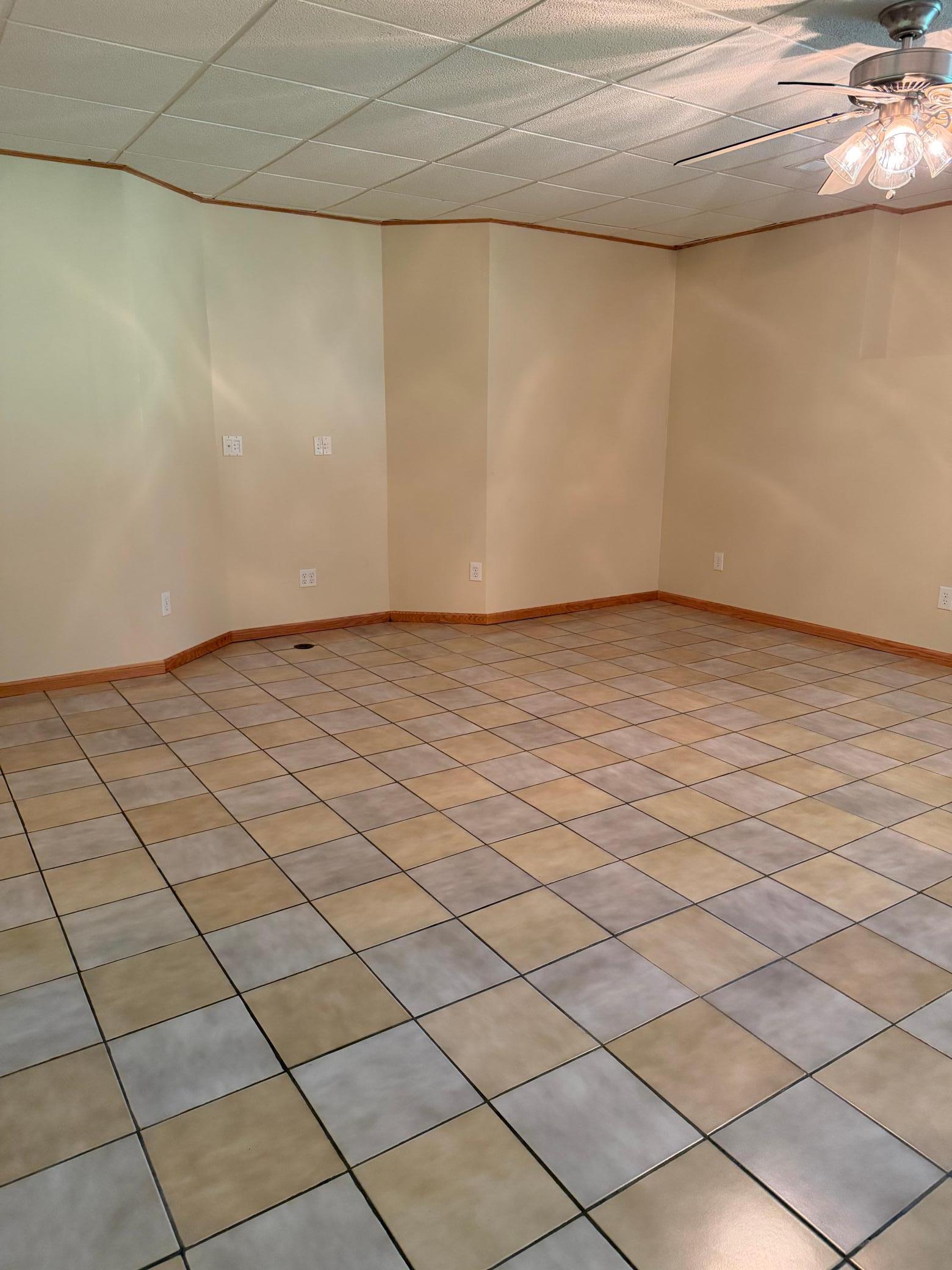 Lower-level living space features heated flooring