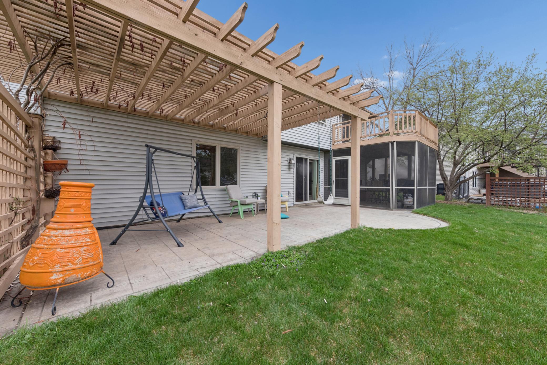 Stamped concrete patio.
