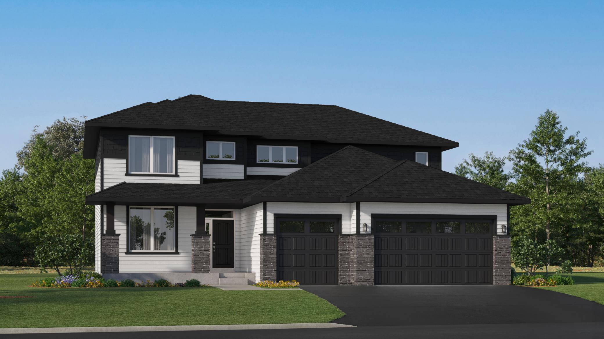 (Exterior rendering, actual home's finishes will vary.)