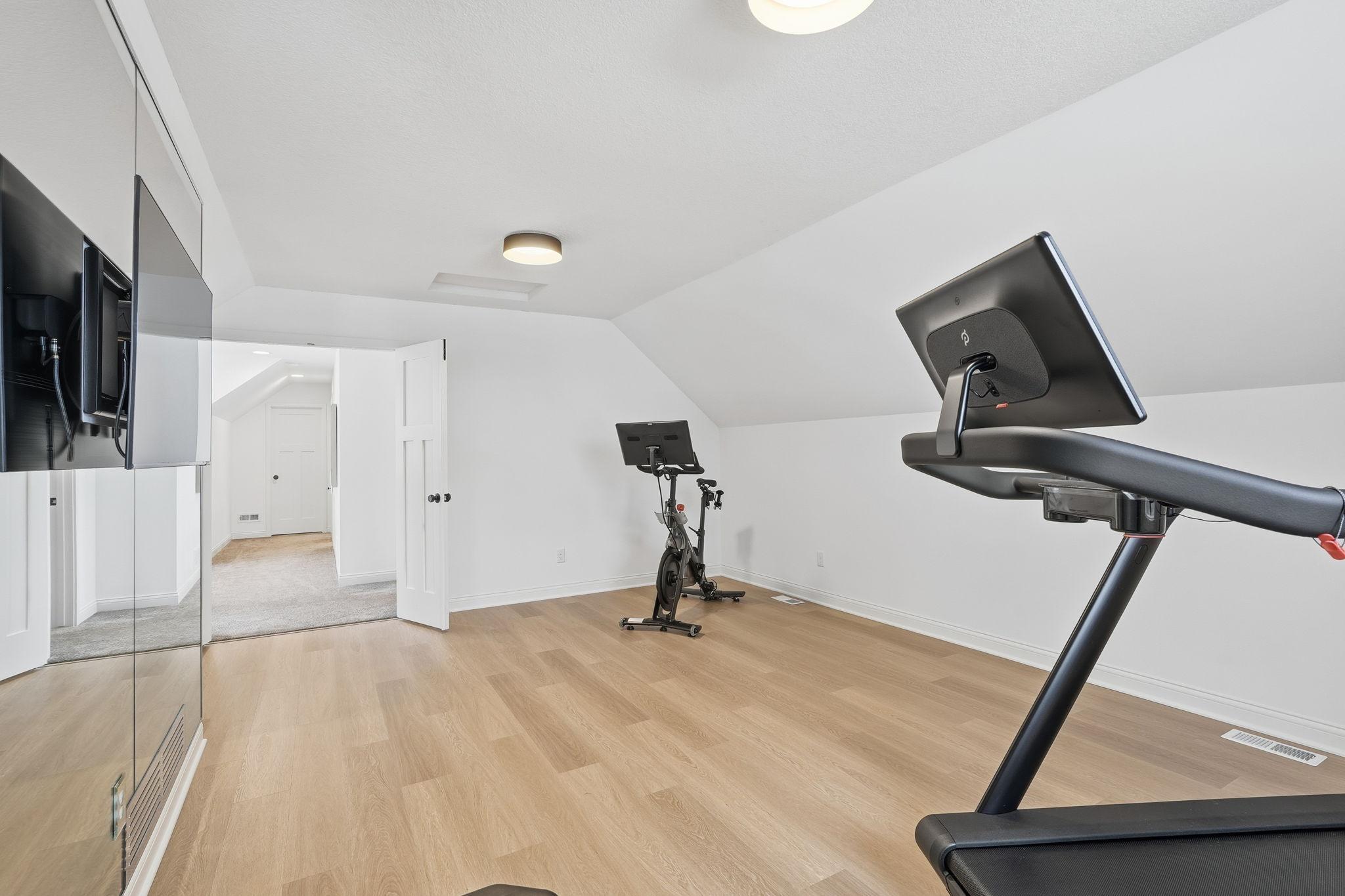 The large workout room could also be transformed into a bedroom.