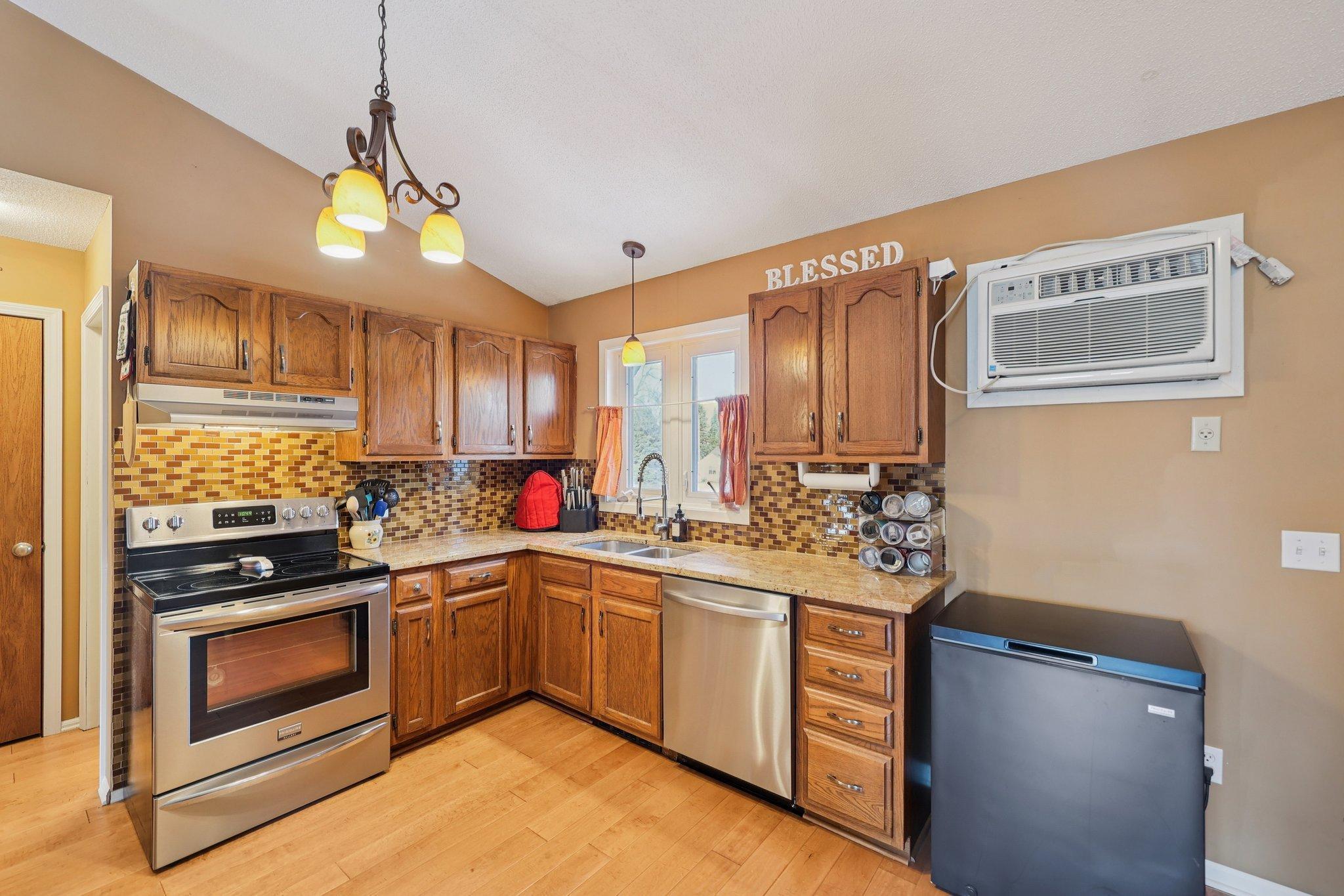 Granite counters and a south-facing window