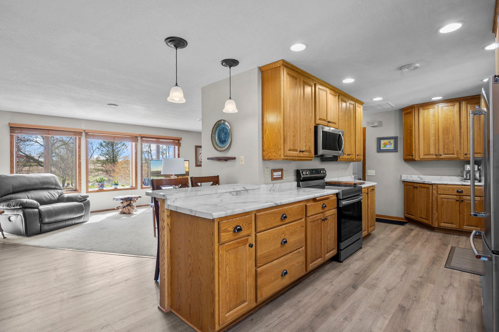 Ample kitchen storage and countertop space.21650 Oakdale Dr, Corcoran, MN
