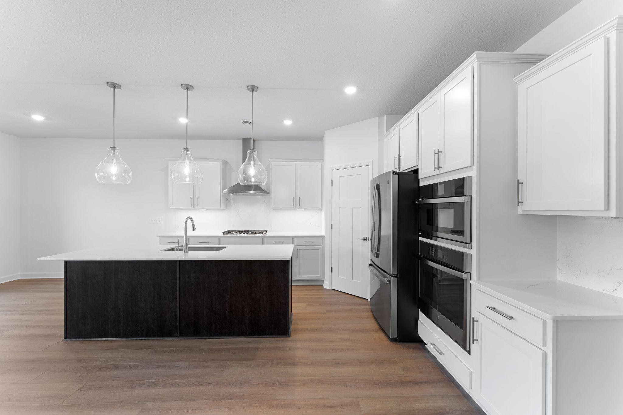 The island offers bar-style seating for casual meals and homework help