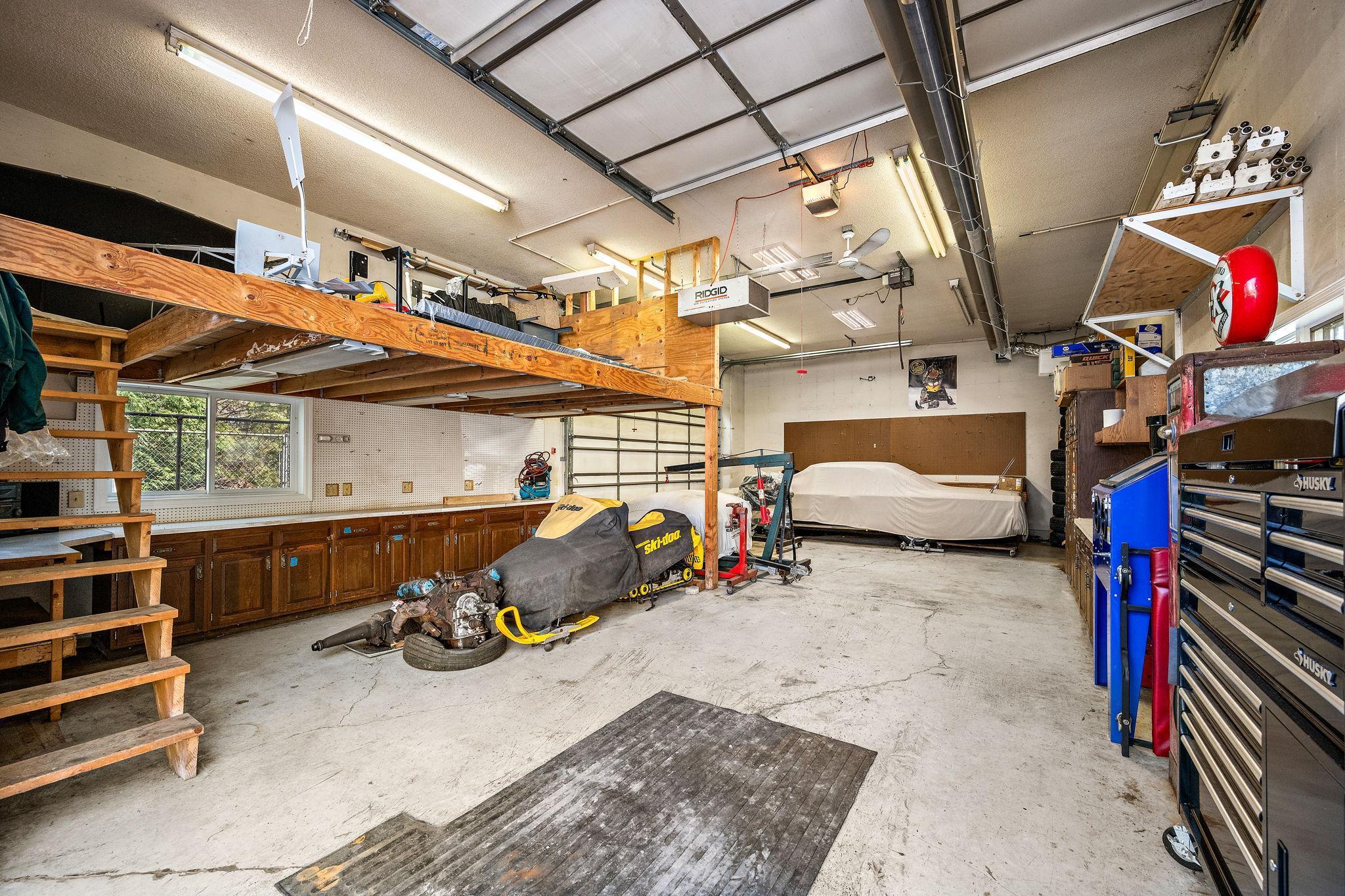 Heated detached garage inside