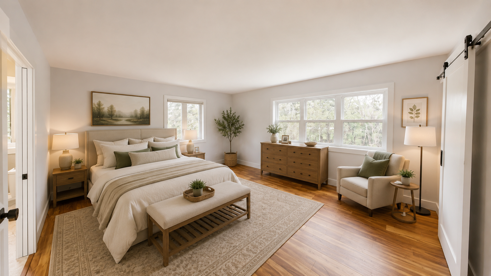 Virtually Staged Primary Bedroom