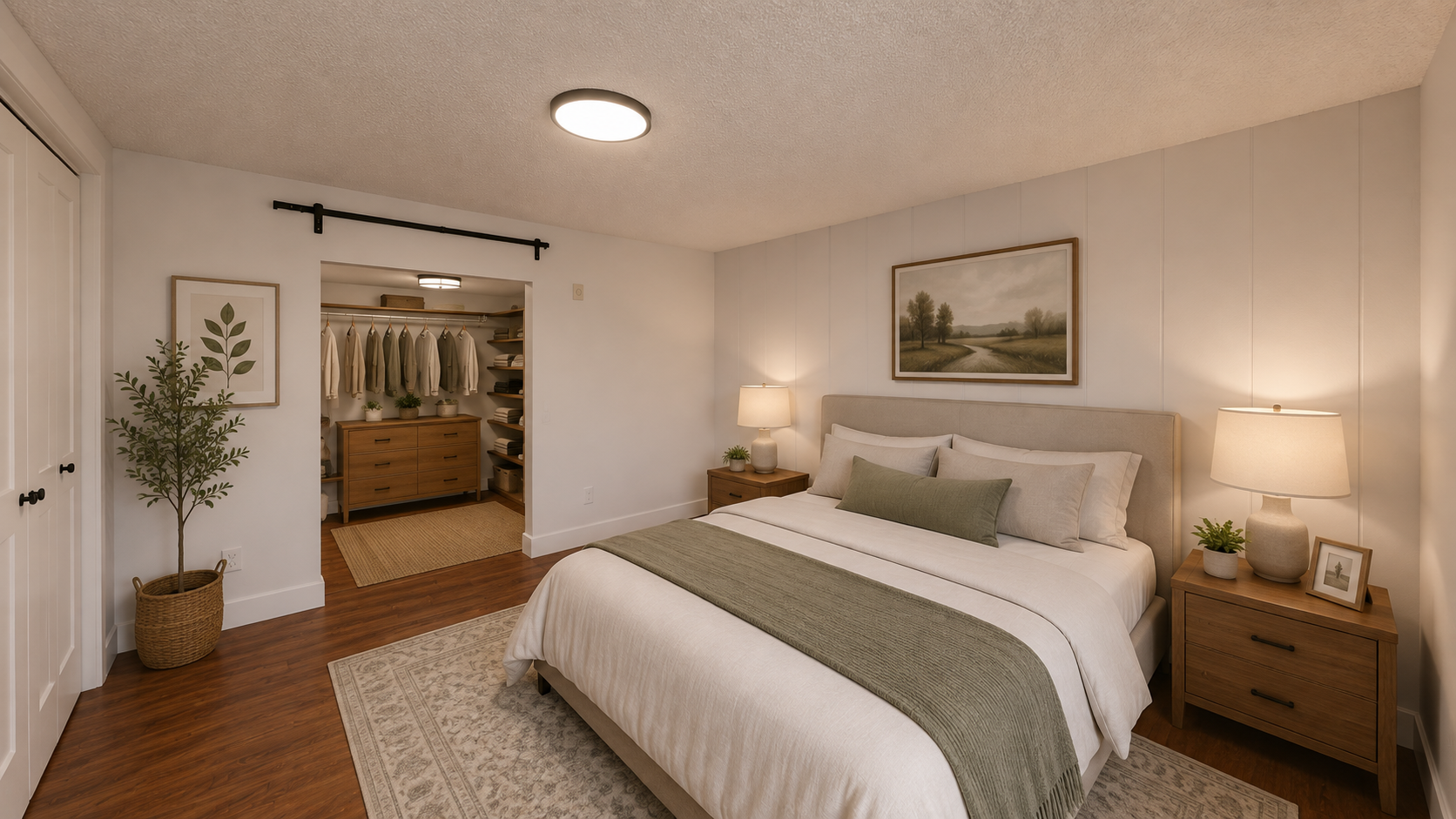 Virtually Staged Lower Level Bedroom and Could Be Walk-In Closet