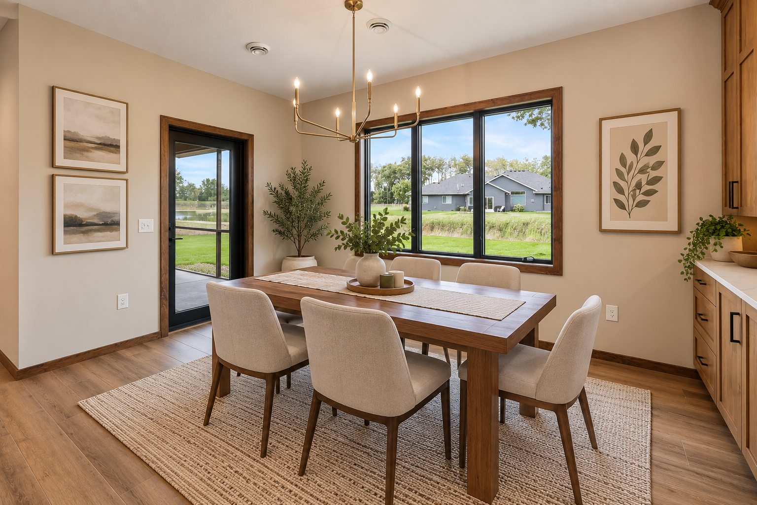 Virtually staged dining room