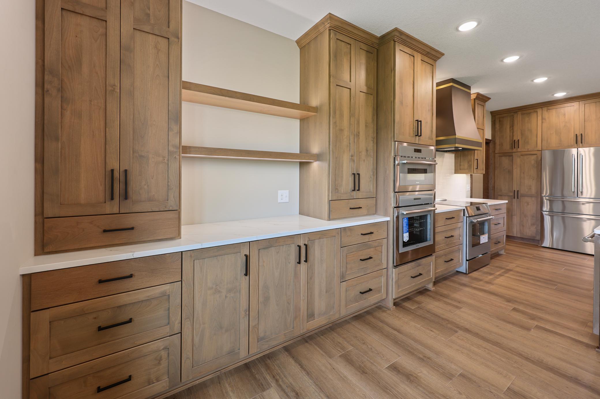 The cherry wood cabinetry adds to the richness
