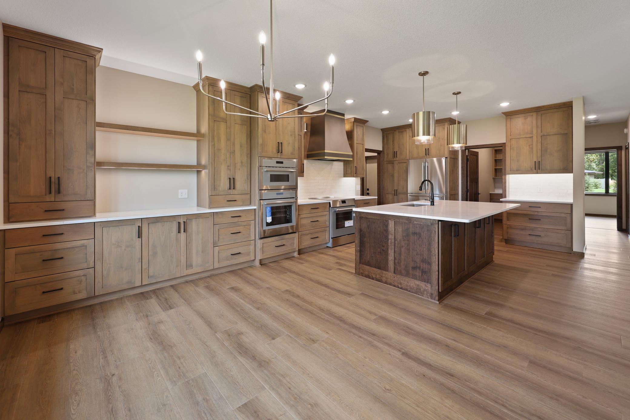 Dining room with bonus storage and open shelving