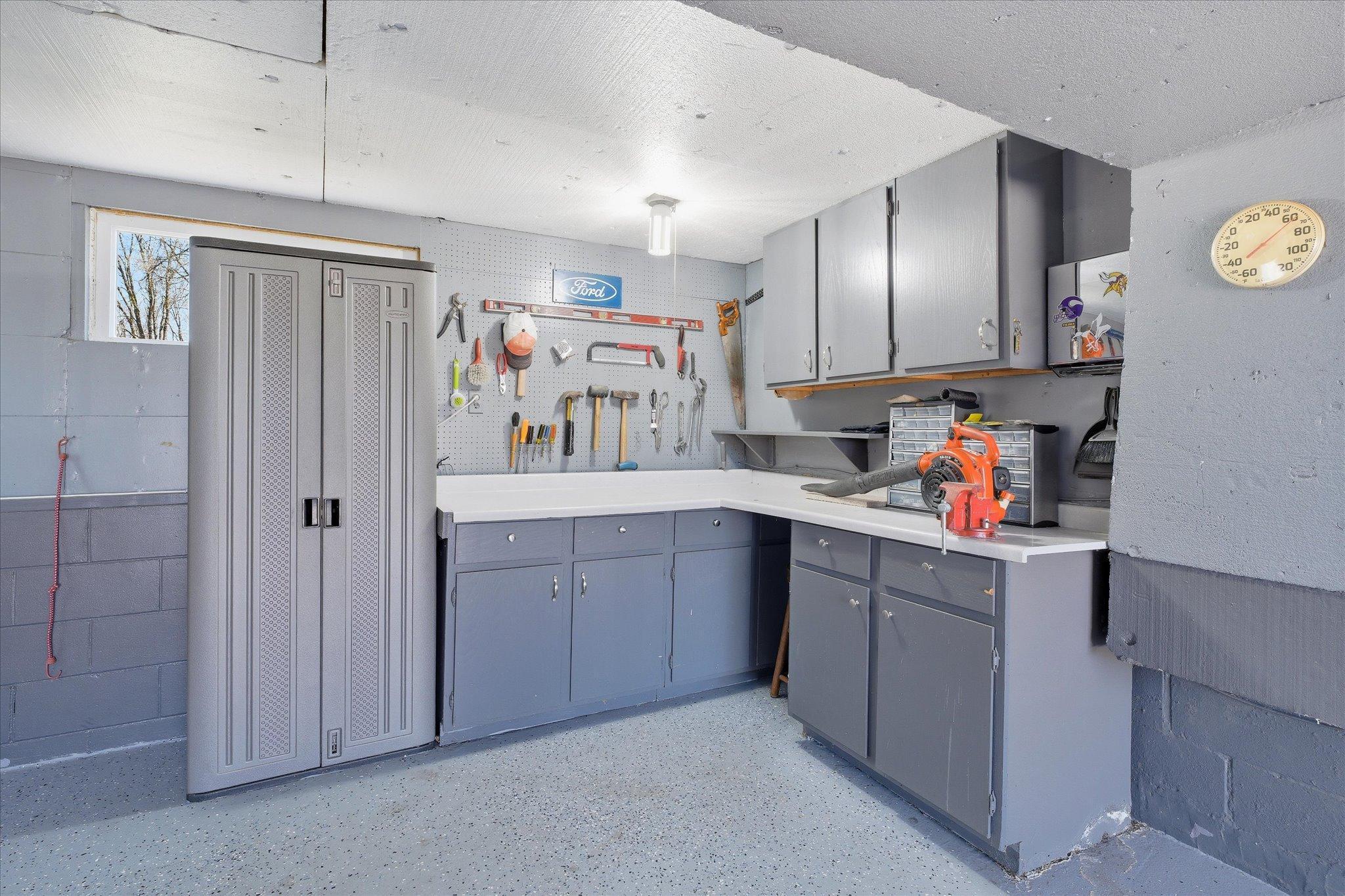 Perfect workshop area in the attached garage.