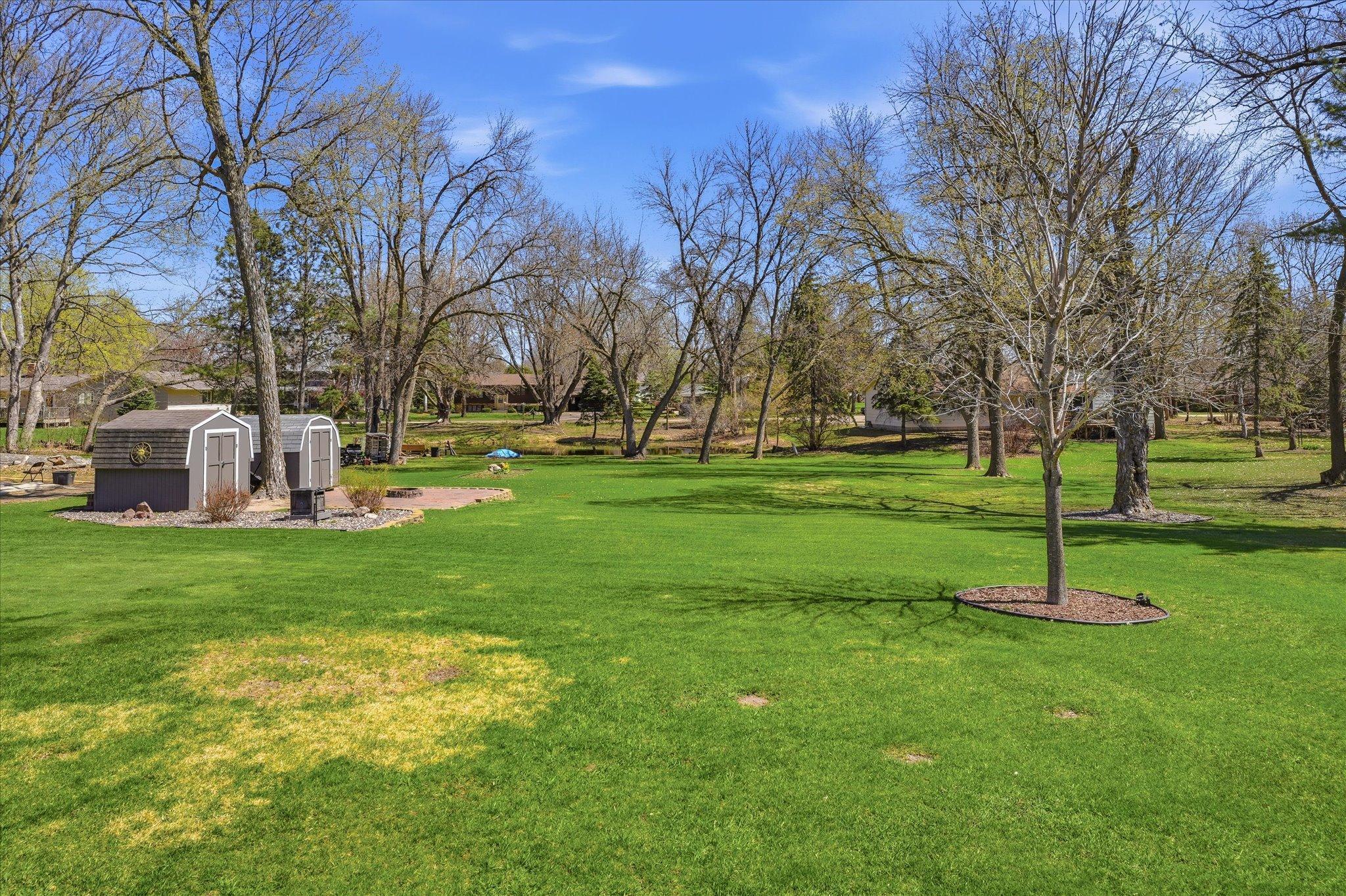 The 2 storage sheds are included and there's still plenty of room for outdoor games.