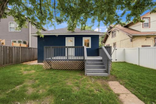 Enjoy Minnesota's best weather in this shady backyard space. It is fully fenced with a sidewalk that leads to the one car detached garage.