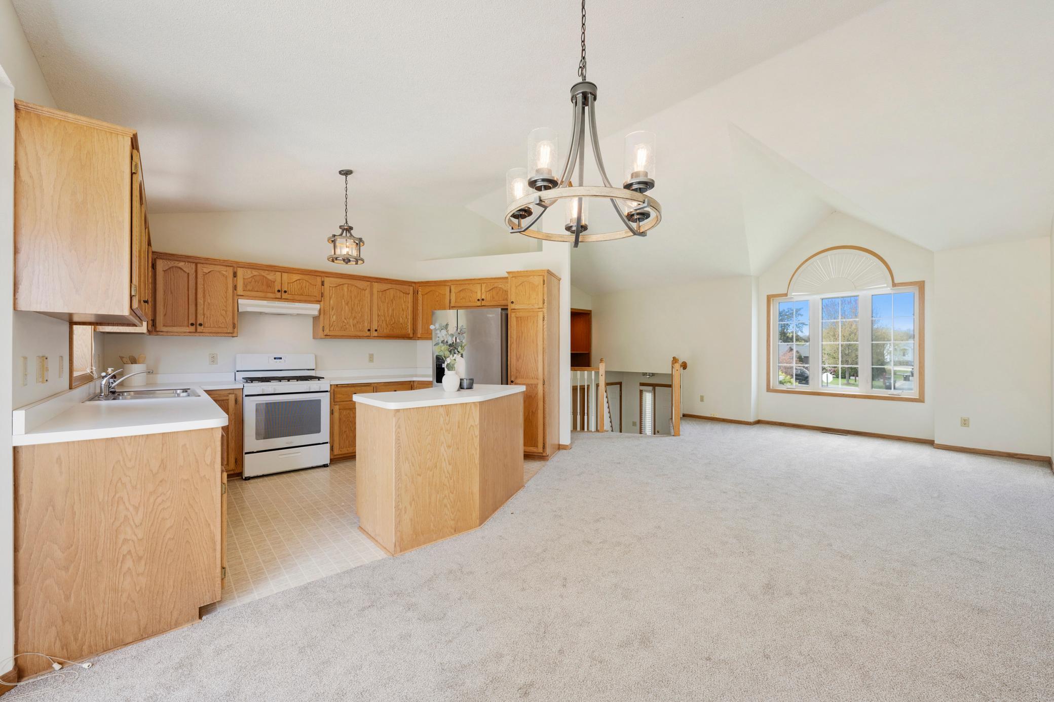Open concept kitchen/ living room