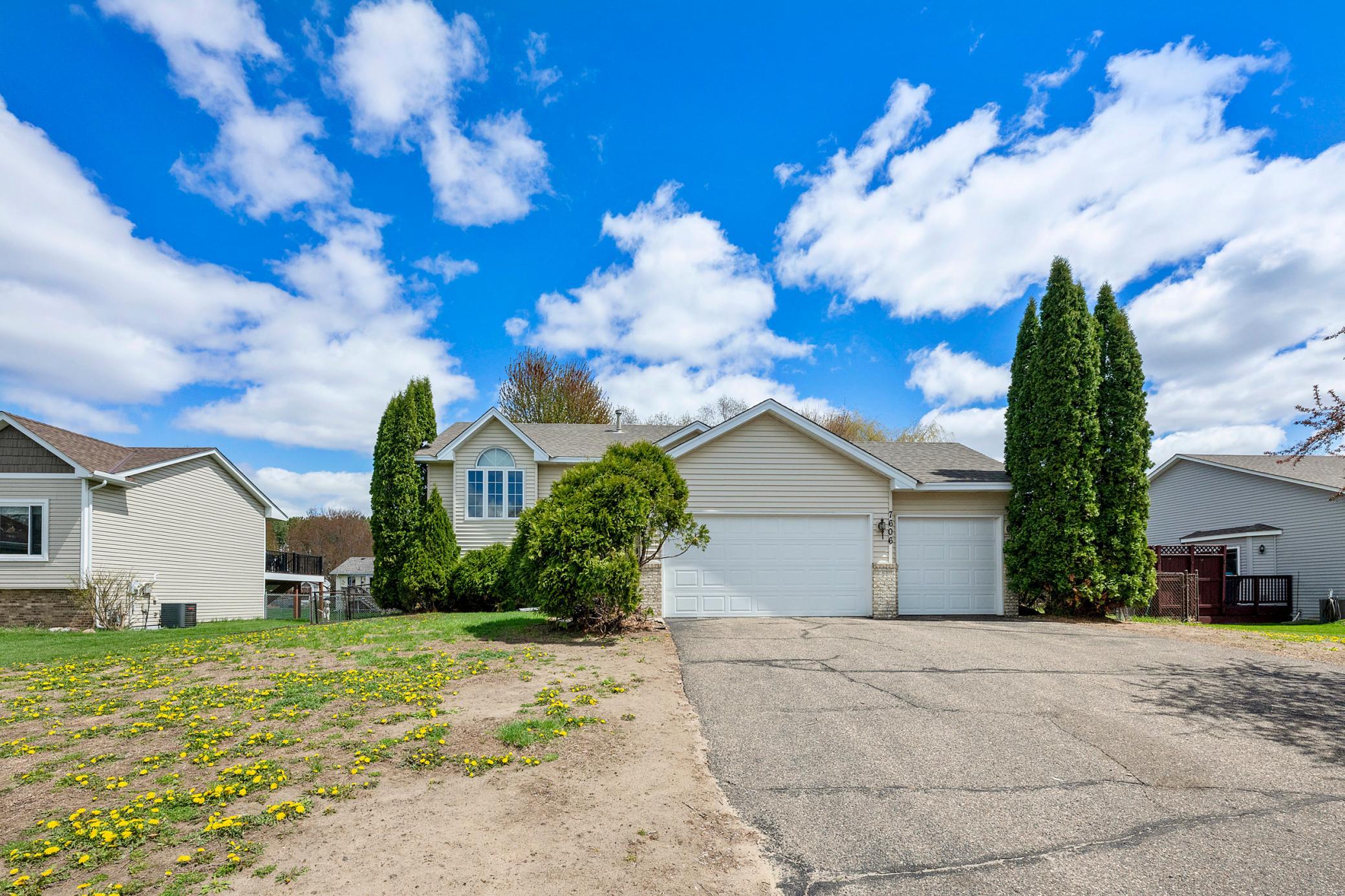 Attached 3 car garage