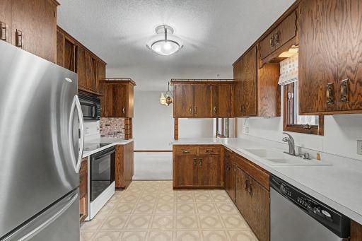Kitchen adjacent to the dining space.