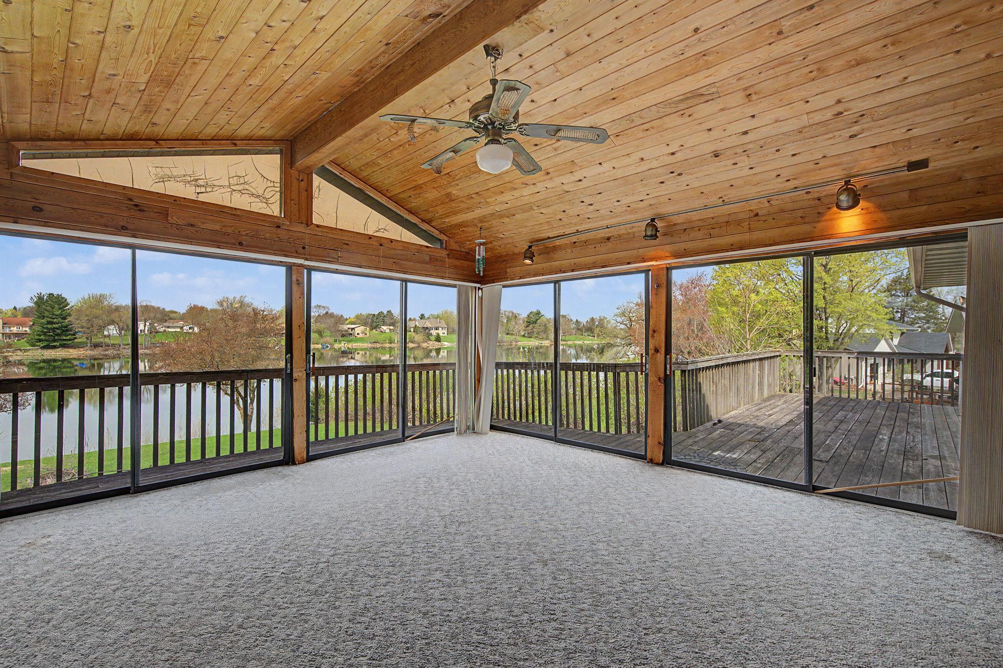 With an adjacent open deck.