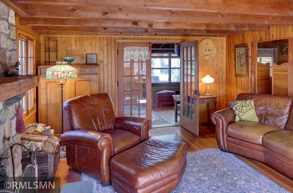 Through the French doors is the porch.