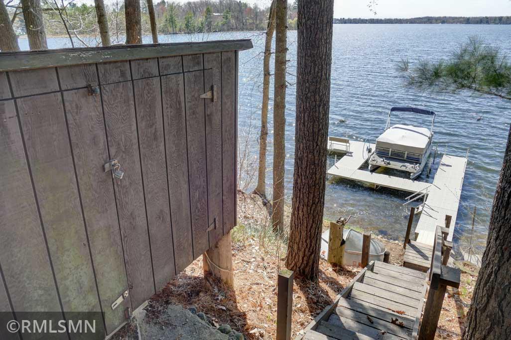 Storage shed near the water's edge for the lake toys.