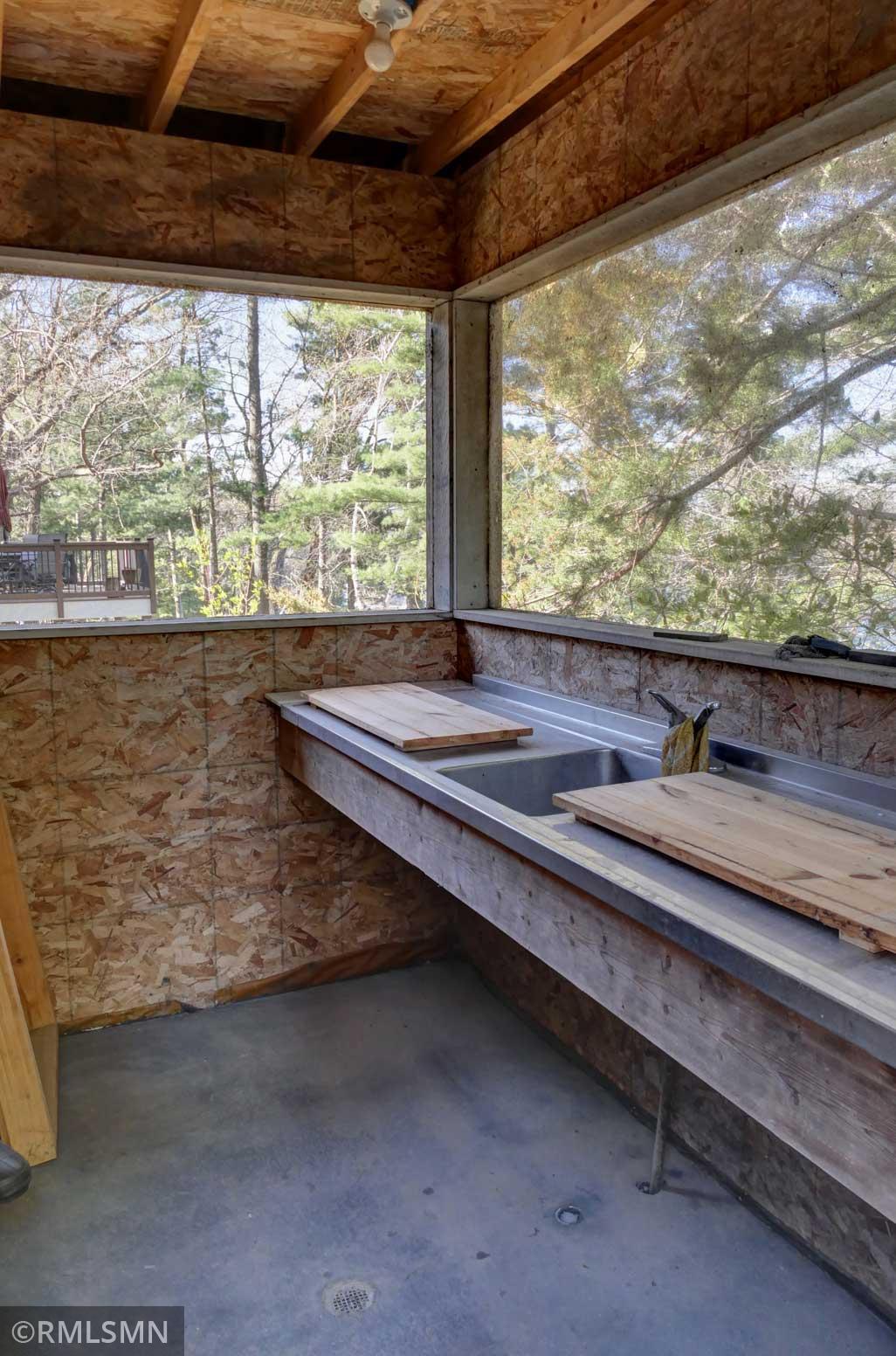 Clean your catch while overlooking the lake.