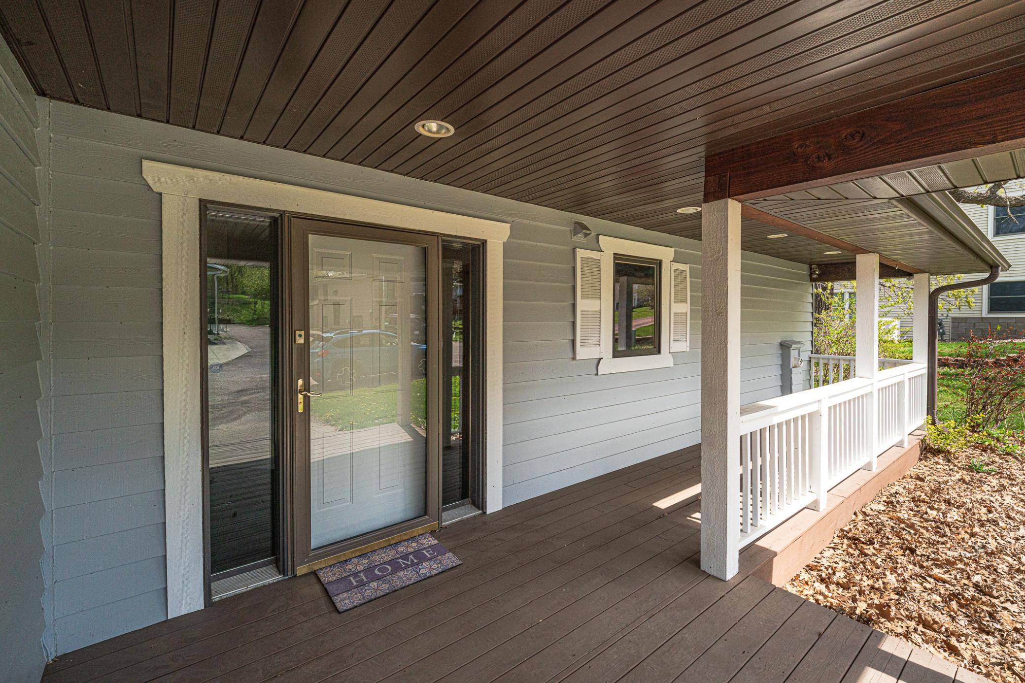 Enjoy a shady spot on the covered front porch.