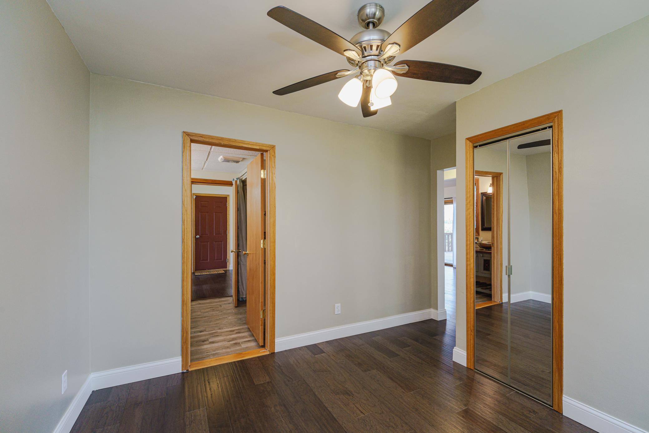 View from the main floor bedroom/office to the bathroom.