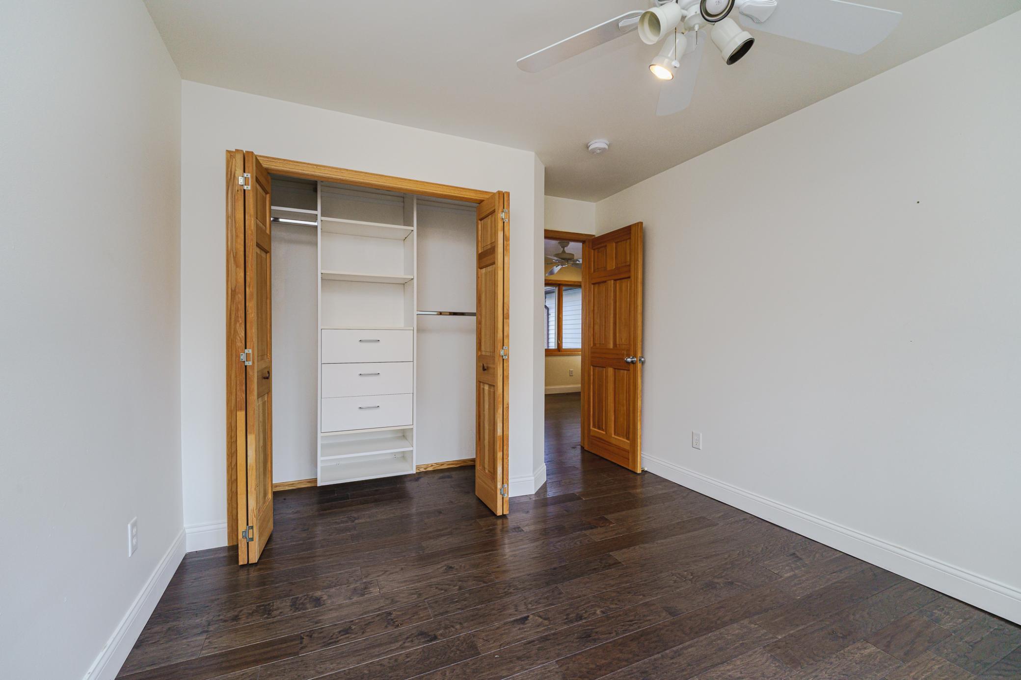 This room also has a custom closet.