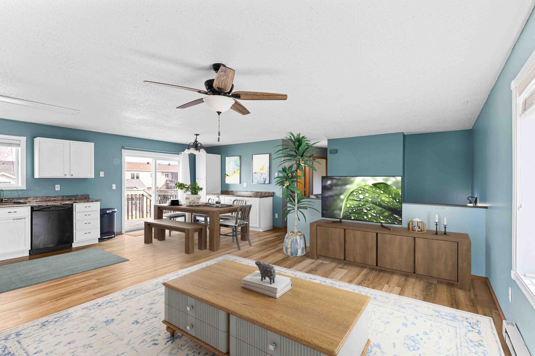 Digitally Staged - dining and living room