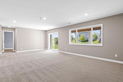 Family room is large & could be separated into two sections for a game room & family room. It walks out to a 15'X20' concrete patio, the fenced backyard & overlooks nature & the pond. Just off the family room is a FLEX ROOM-2nd office/gym/Hobby-