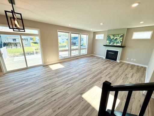 Open concept main level living and dining room.