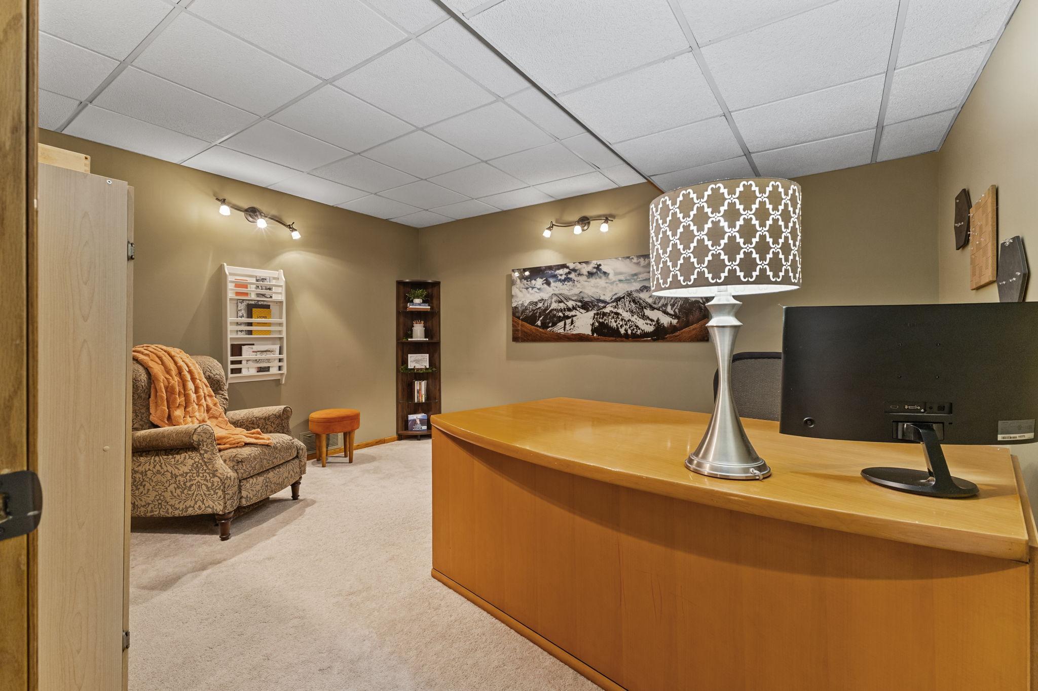 A spacious and well lit office space.