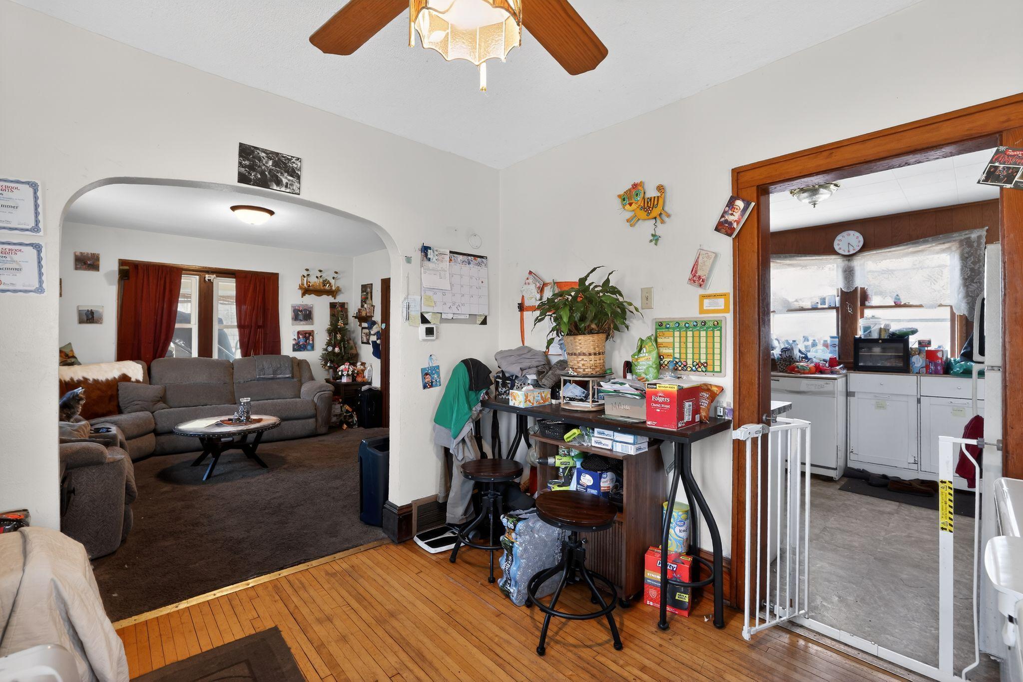 Dining room with hardwood floors!