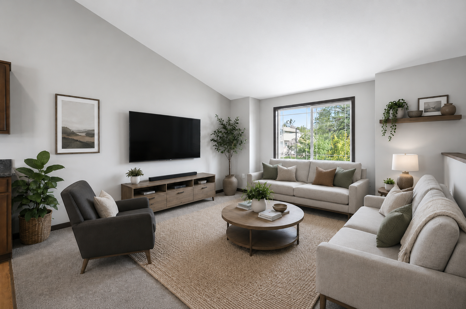 Living room- Virtually staged to show potential layout and design.