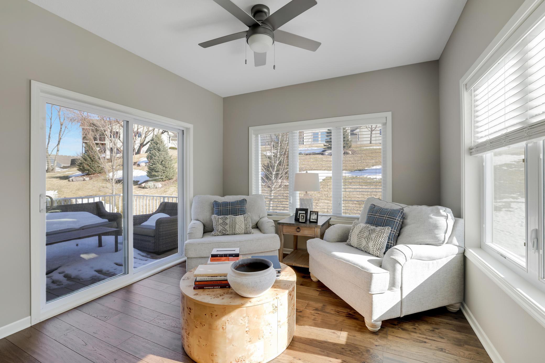 A space specifically designed for slow mornings with a book or watching the birds and deer through the window.
