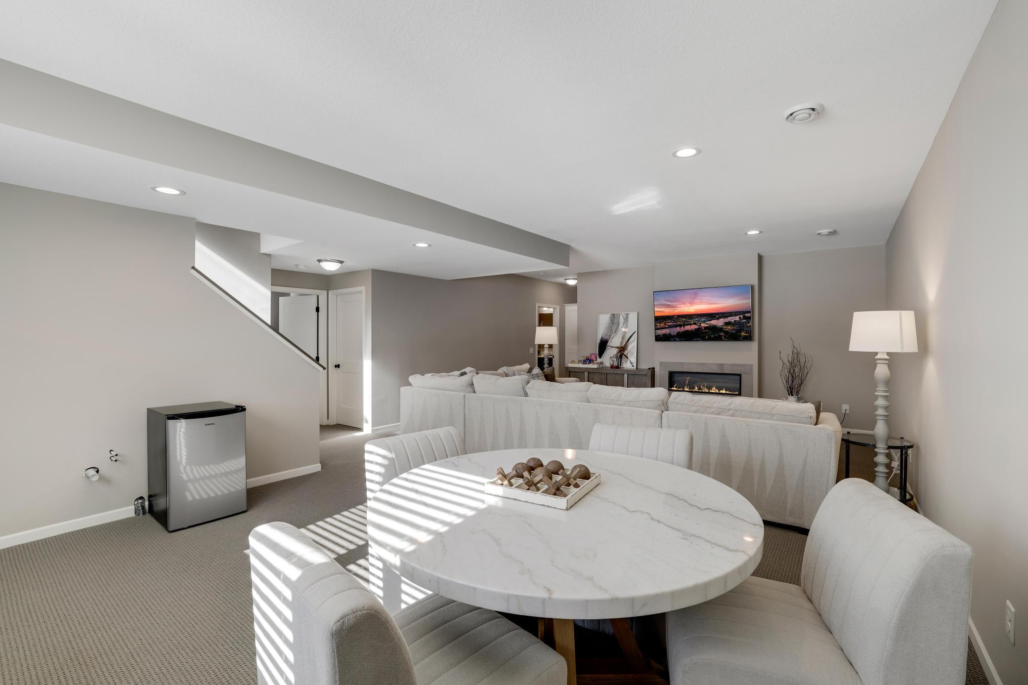 This is also roughed in for a wet bar which could create the perfect entertaining space to host the Sunday game or a holiday gather.