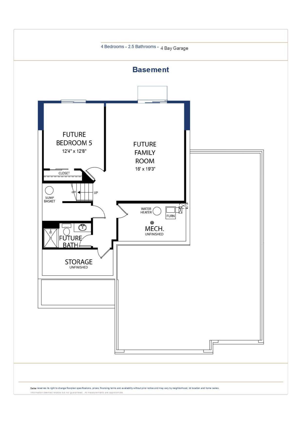 3171 Jandura Ave NE- Unfinished Lower Level Floor Plan. All measurements are approximate.
