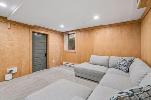 Lower level family room with egress window.