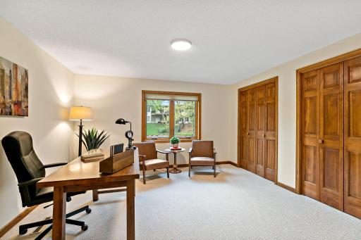 The fifth bedroom provides a separate sleeping option in the lower level, or it can be used for whatever purpose you need -- from office to craft room to ???. Note the full wall of closet space.
