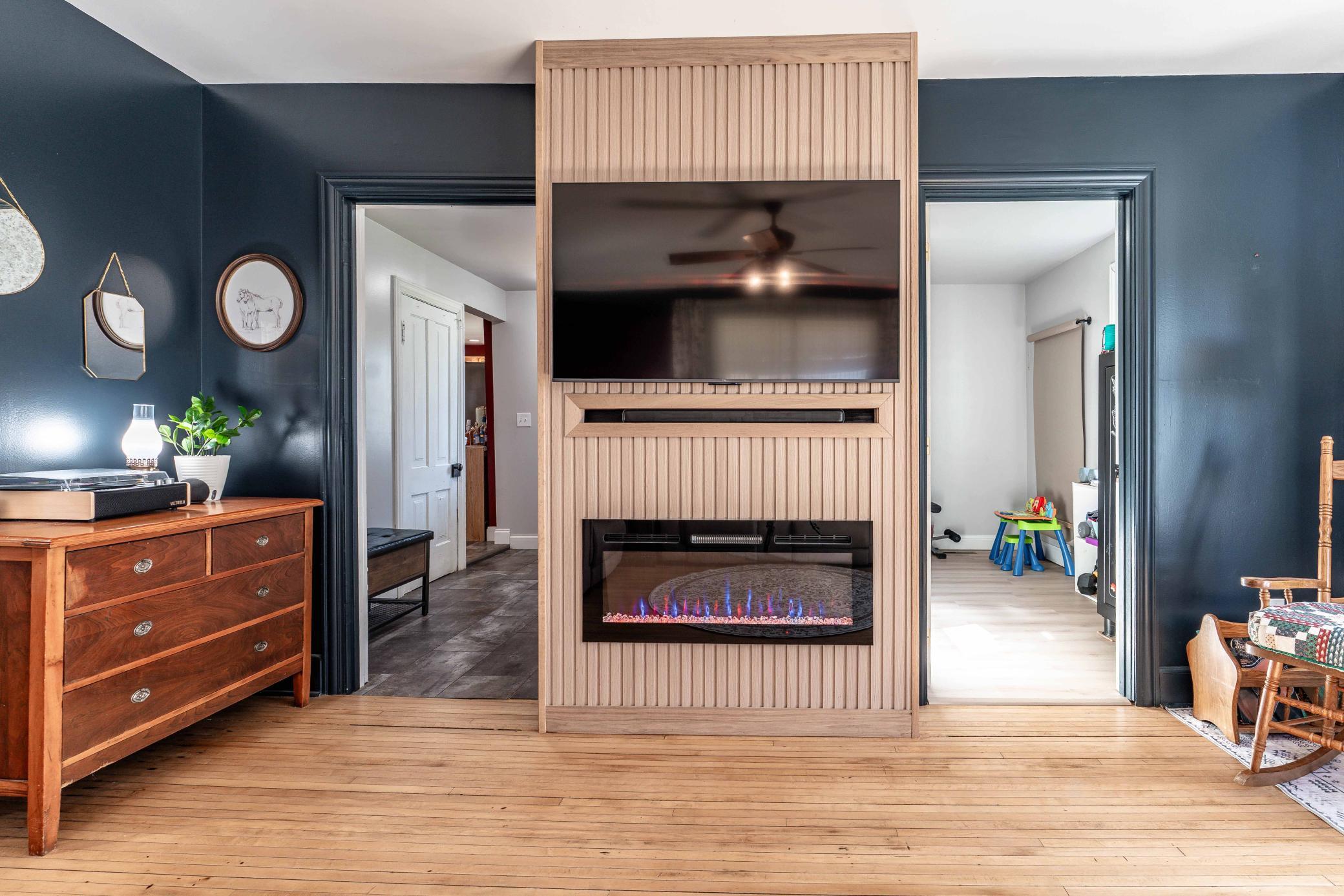Electric fireplace in living room