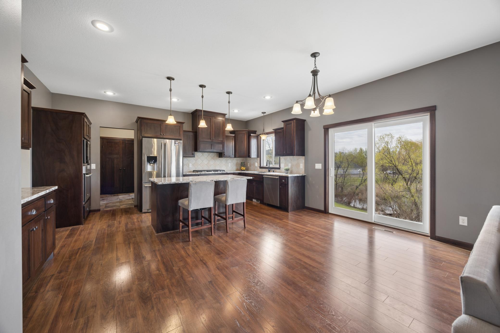 Walk-out sliding door to your future deck with wonderful views of the pond and nature.