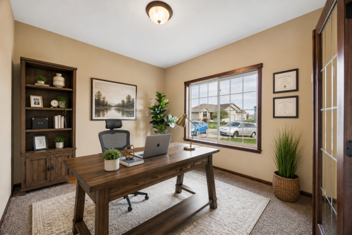 Virtually staged home office-just imagine working at home.