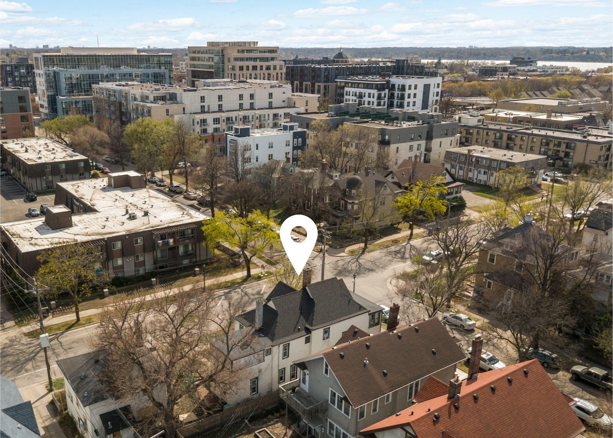 Aerial view facing Uptown, West