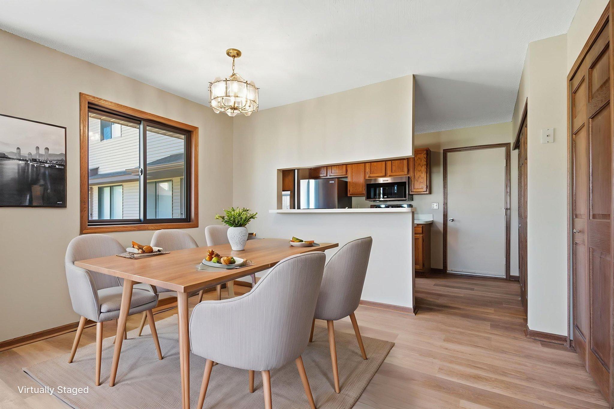 Virtually staged dining area