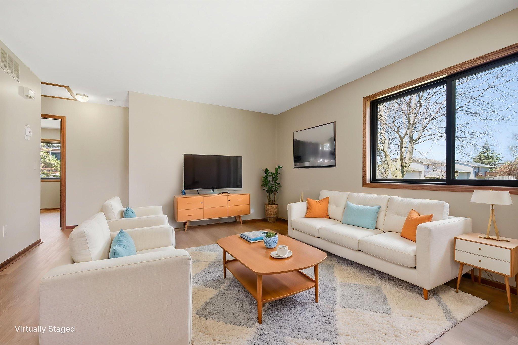 Virtually staged living room