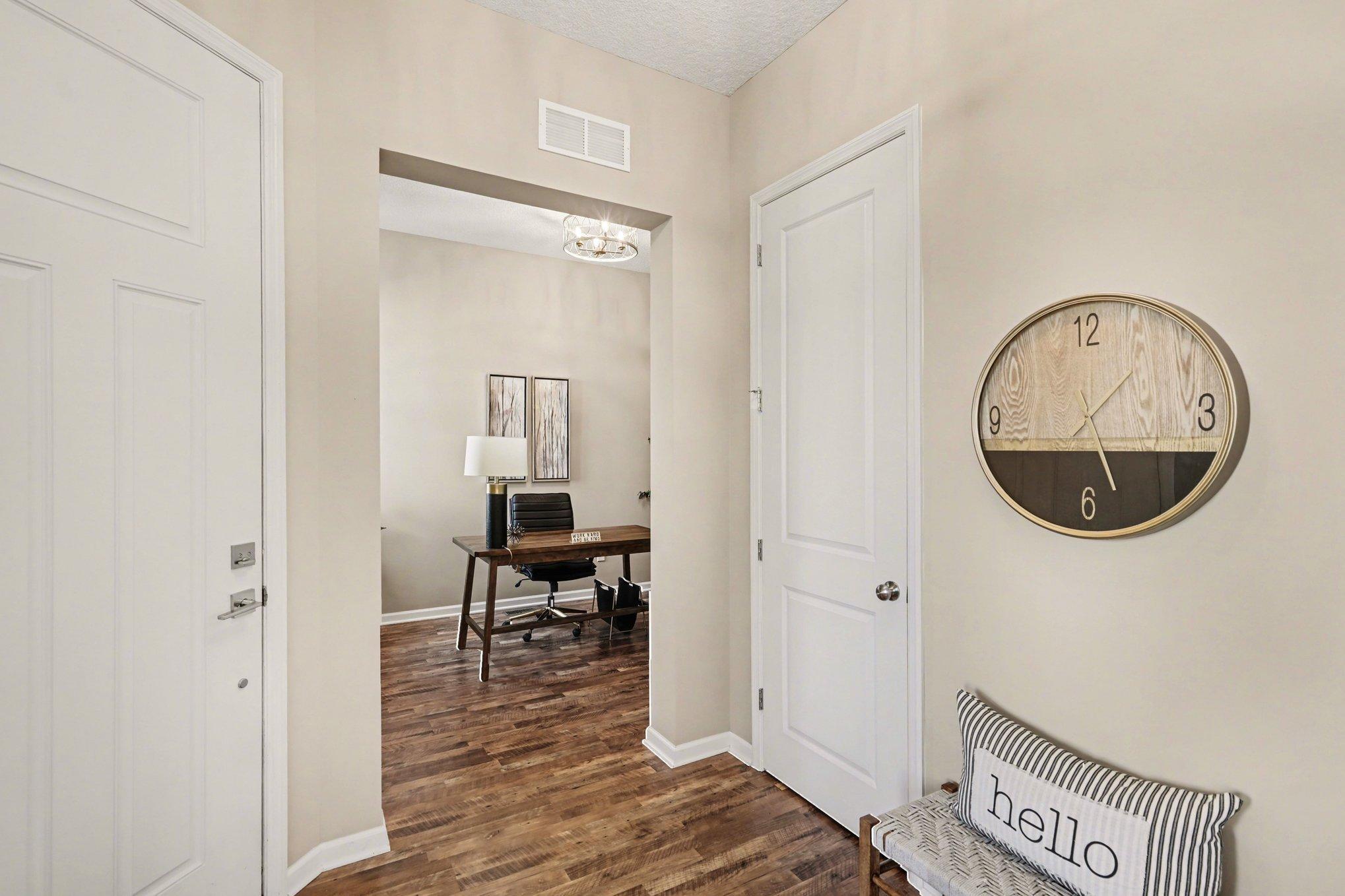 Off the front door you can head to your office or forget work and head to your open floor plan living room, kitchen and dining room!
