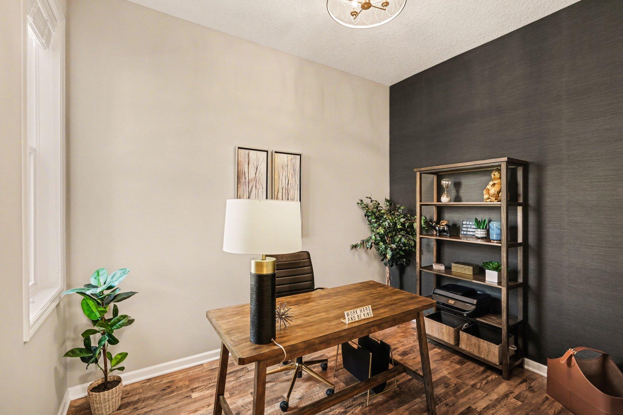 You will not mind working in this space with tasteful colors and a window to check outside!