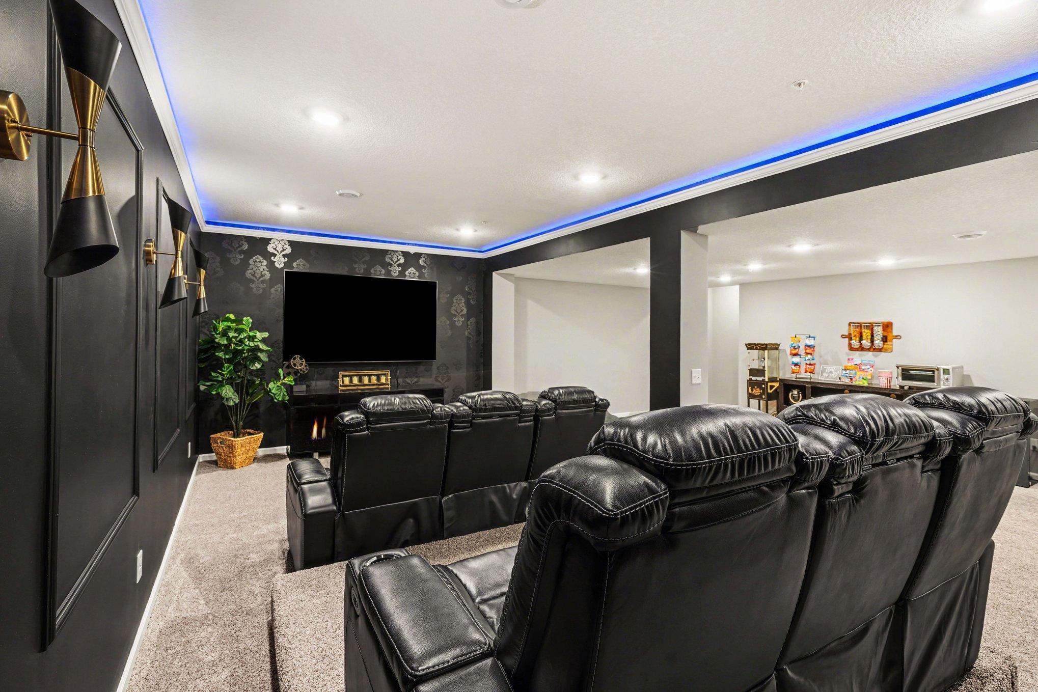 Who needs to leave home with this theatre room???