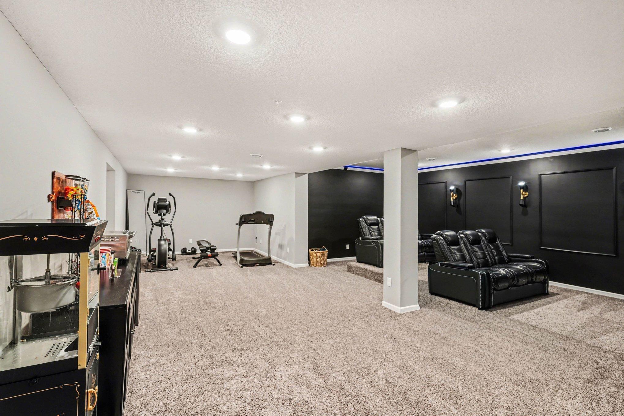 This lower level has so much space for entertaining or relaxing!