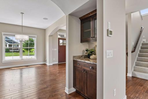 The convenience of a butler's pantry between the formal dining room and kitchen.