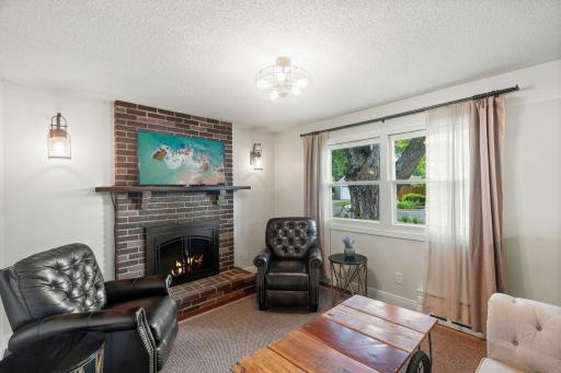 Cozy fireplace, perfect for the chilly Minnesota season