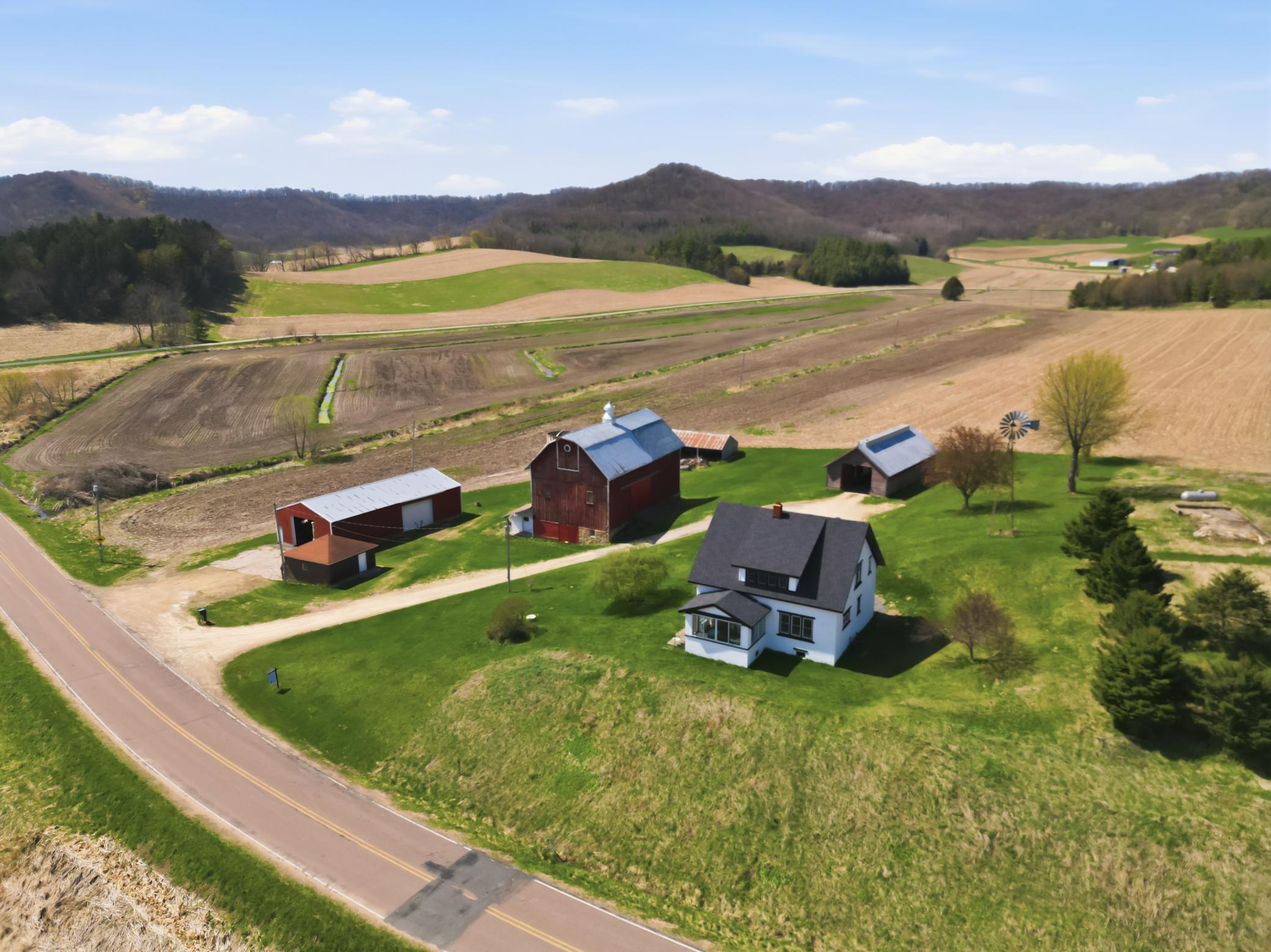 Aerial View, 32 x 64 Metal Shed, Barn, Chicken Coop & Lean TO
